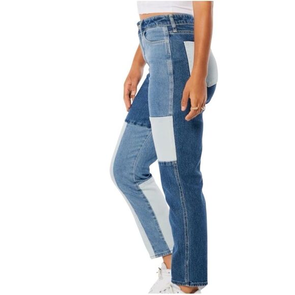 NWT HOLLISTER ULTRA HIGH-RISE PATCHWORK MOM JEANS size 0 W24 L27 - Picture 3 of 16